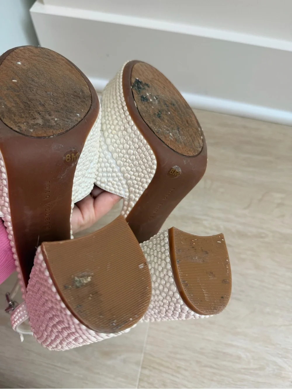 Gianni Bini Pearl Embellished Platform Sandals